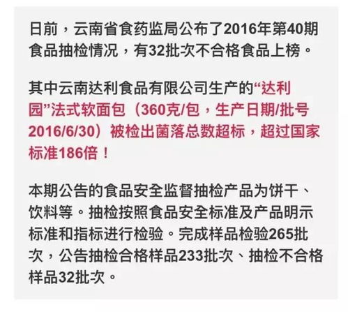 食品安全警鐘 軟面包菌落超標(biāo)186倍，攀枝花市民日常消費(fèi)需警惕